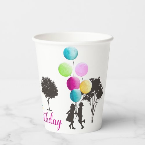 Colorful French Macarons Kids Playing Birthday Paper Cups