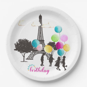 Colorful French Macarons Kids Playing Birthday Paper Plates