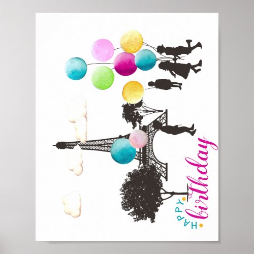 Colorful French Macarons Kids Playing Birthday Poster