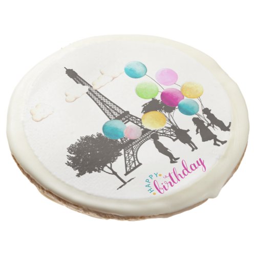 Colorful French Macarons Kids Playing Birthday Sugar Cookie