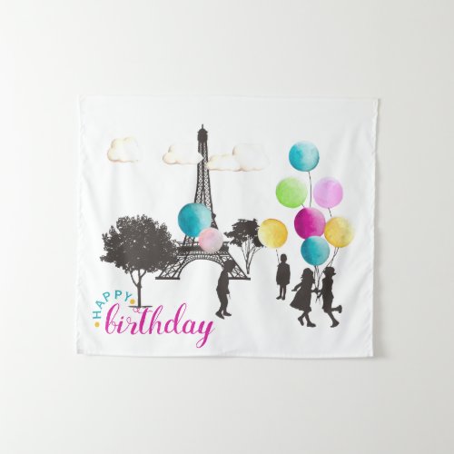 Colorful French Macarons Kids Playing Birthday Tapestry