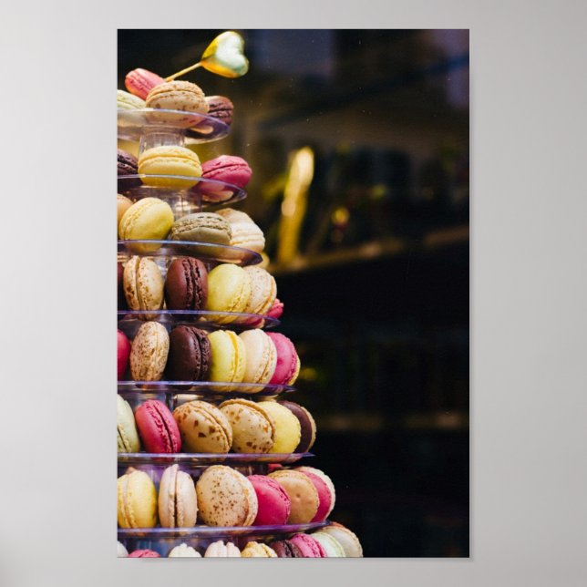 Colorful French Macarons Tower Photography Poster (Front)