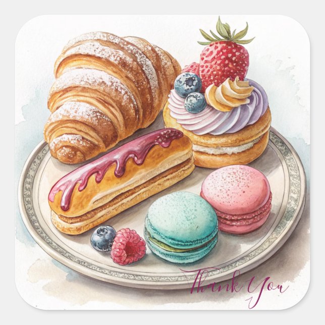 Colorful French Pastry  Square Sticker (Front)
