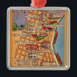Colorful French Quarter Map Metal Ornament<br><div class="desc">Wow!  so colorful and fun! A vintage guide map of New Orlean's French Quarter - Vieux Carre repurposed on an ornament.  Great gift ,  favor or stocking stuffer!</div>