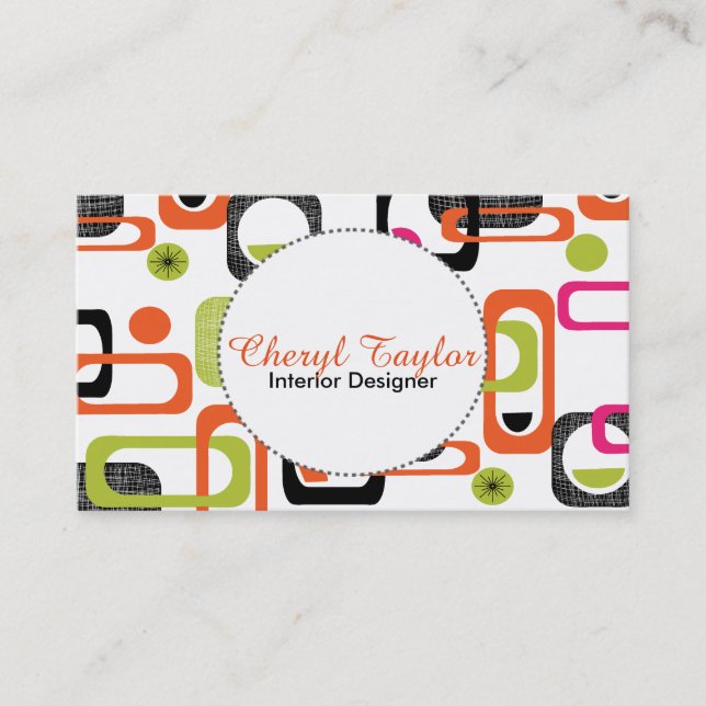 Colorful Fresh Bright Stylish Retro Design Business Card (Front)