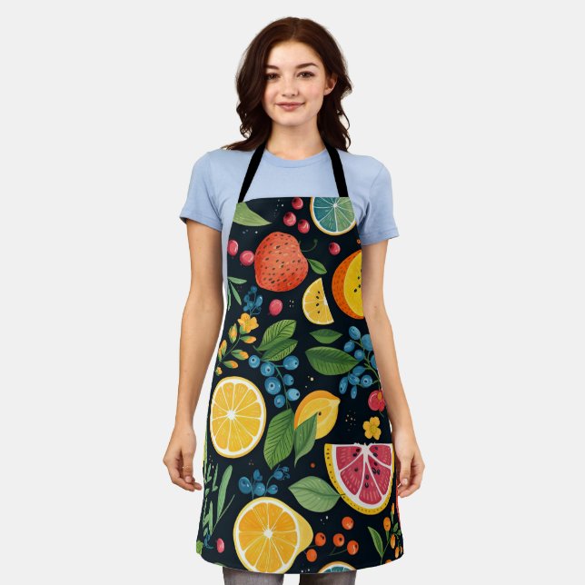 Colorful Fresh Fruit Pattern Apron (Worn)