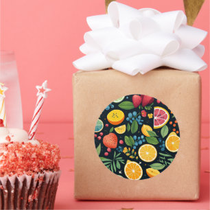 Colorful Fresh Fruit Pattern Classic Round Sticker
