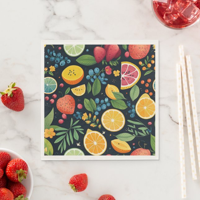 Colorful Fresh Fruit Pattern Napkins (Insitu)