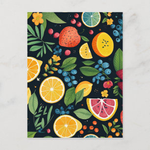 Colorful Fresh Fruit Pattern Postcard