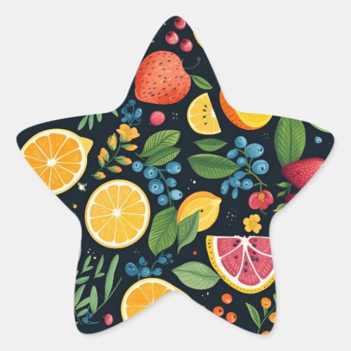 Colorful Fresh Fruit Pattern Star Sticker