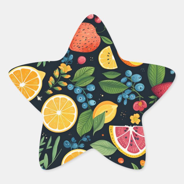 Colorful Fresh Fruit Pattern Star Sticker (Front)