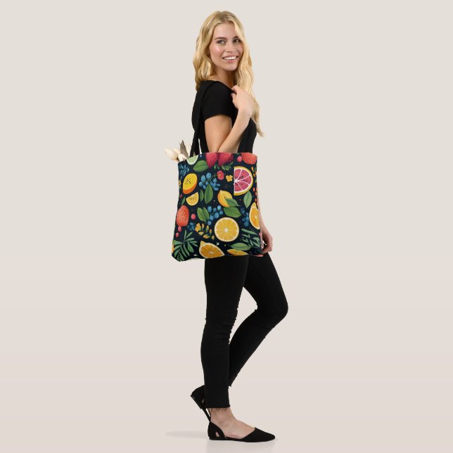 Colorful Fresh Fruit Pattern Tote Bag (On Model)