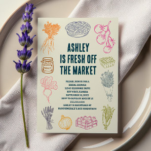 Colorful Fresh Off the Market Bridal Shower Invitation