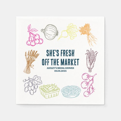 Colorful Fresh Off the Market Bridal Shower Napkins