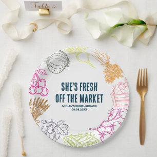Colorful Fresh Off the Market Bridal Shower Paper Plates