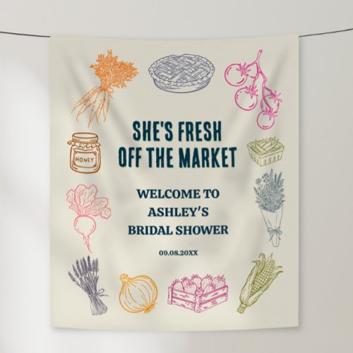 Colorful Fresh Off the Market Bridal Shower Tapestry