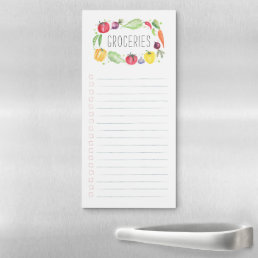 Colorful Fresh Watercolor Vegetables Grocery List Magnetic Notepad