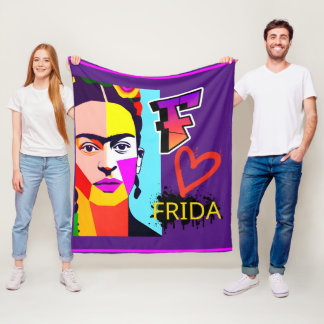 Colorful Frida Heart - Pop Art Style Fleece Blanket