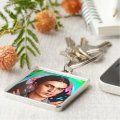 Colorful Frida Kahlo Toon Portrait Paint Splatter Keychain | Zazzle