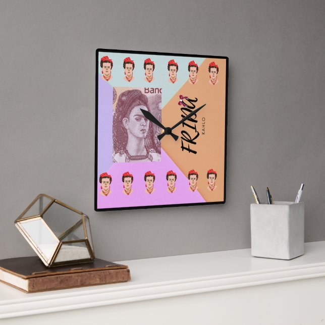 Colorful Frida Square Wall Clock (Office)