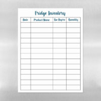 Colorful Fridge Inventory DryErase Magnetic Sheet