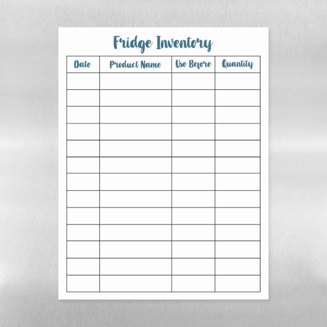 Colorful Fridge Inventory DryErase Magnetic Sheet (Vertical)