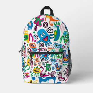 Colorful Friendly Monster Printed Backpack