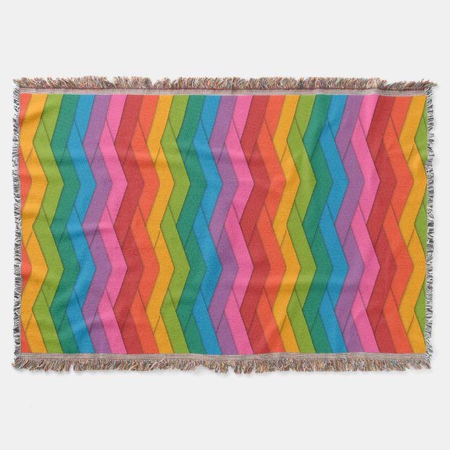 Colorful Fringed Throw Blanket (Front)