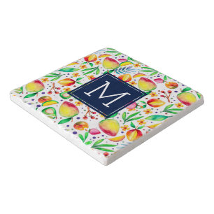 Colorful frit pattern watercolors illustration trivet