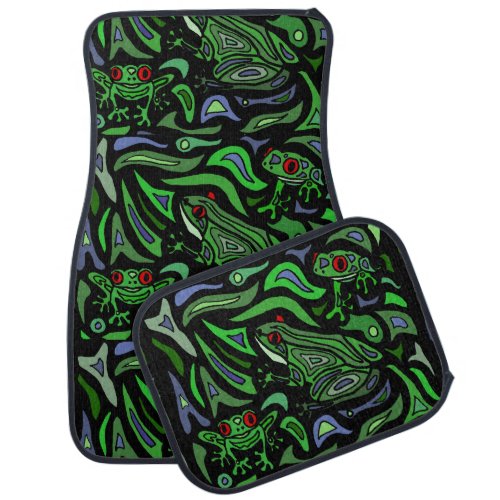 Colorful Frog Abstract Art Design Car Mat