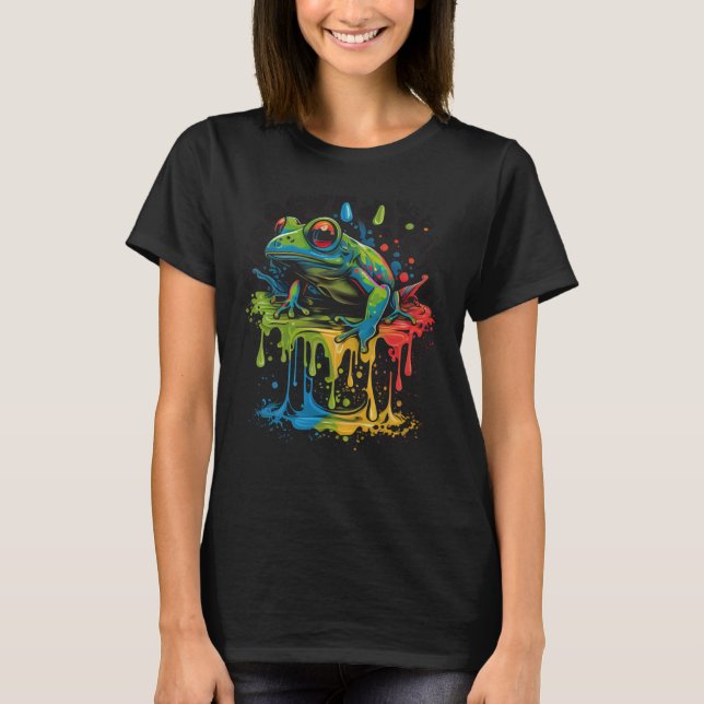 Colorful Frog Graphic Tees Men Women Boys Girls (Front)