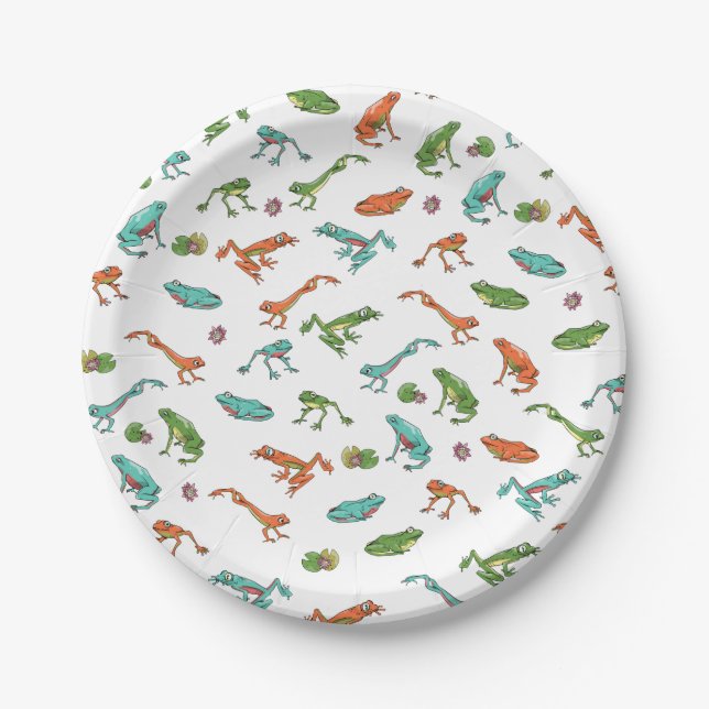Colorful Frog pattern Paper Plates (Front)