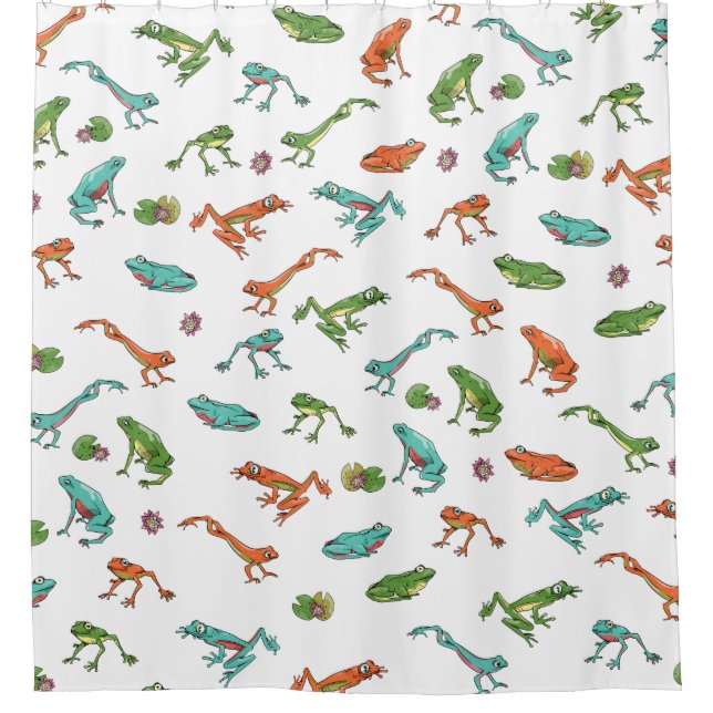 Colorful Frog pattern Shower Curtain (Front)