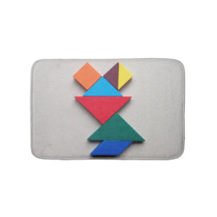 Colorful frog Tangram Bathroom Mat