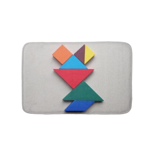 Colorful frog Tangram Bathroom Mat