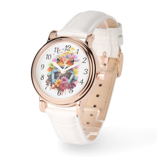 Colorful Frog with Flowers  Watch (Angle)
