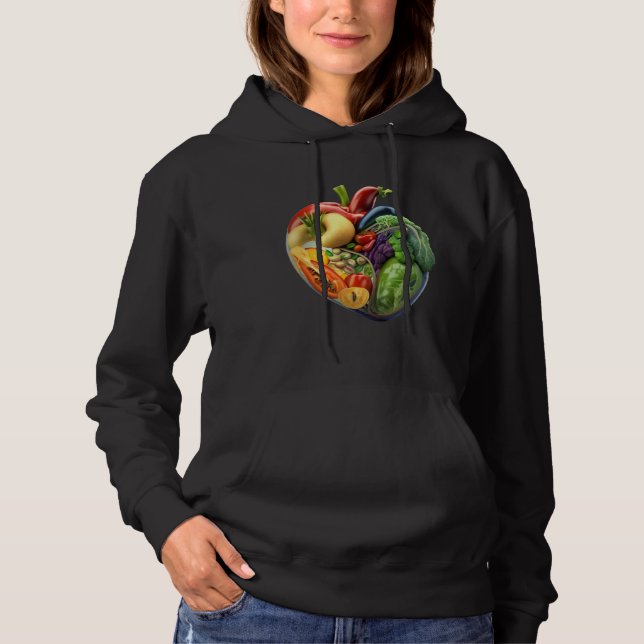 Colorful Fruit and Veggie Healthy Heart s Garden Hoodie (Front)