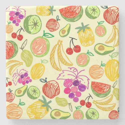 Colorful fruit art stone coaster