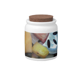 Colorful Fruit Assortment Candy Jar