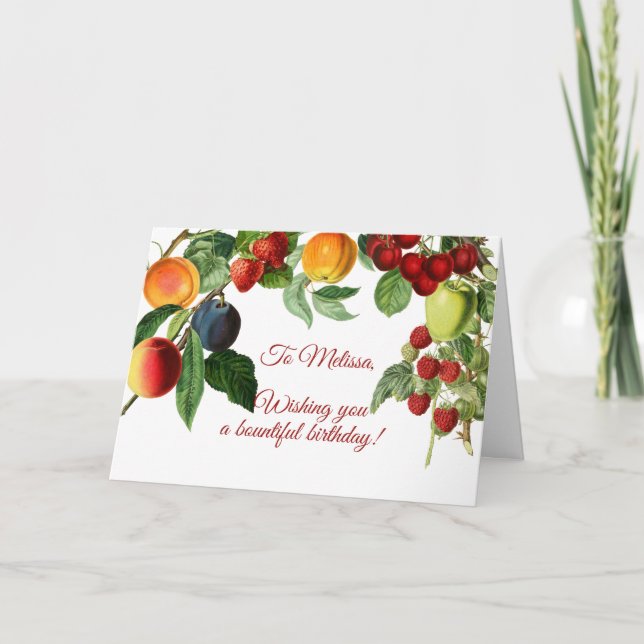Colorful Fruit Border Birthday Card (Front)