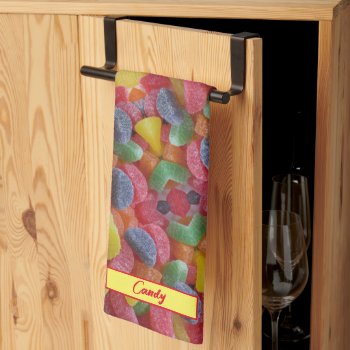 Colorful Fruit Candy Kitchen Personalized  Kitchen Towel by CatsEyeViewGifts at Zazzle