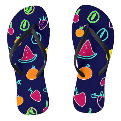 Colorful Fruit Fantasia Design Flip Flops