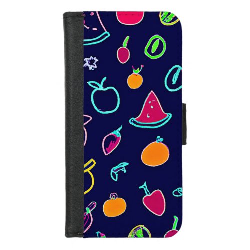 Colorful Fruit Fantasia Design iPhone 87 Wallet Case