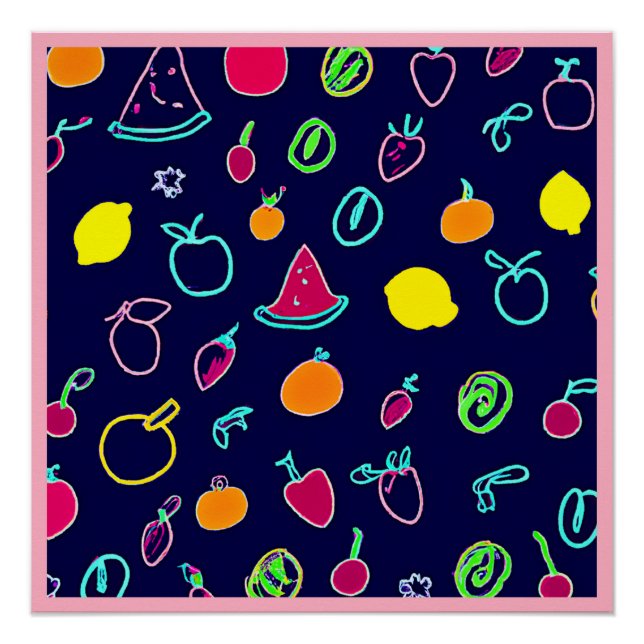 Colorful Fruit Fantasia Design Poster (Front)