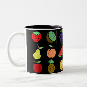 Colorful fruit fun chalk kids retro food Two-Tone coffee mug