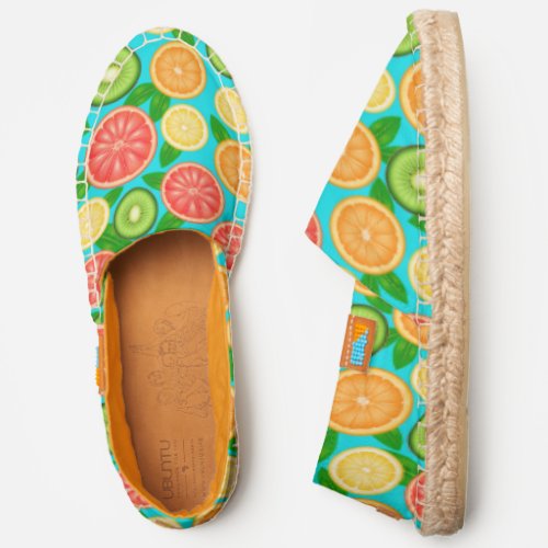 Colorful Fruit Grapefruit Orange Lemon Kiwi Fun Espadrilles