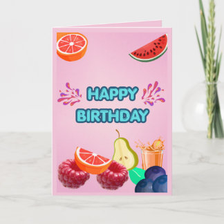 Colorful Fruit Happy Birthday Card