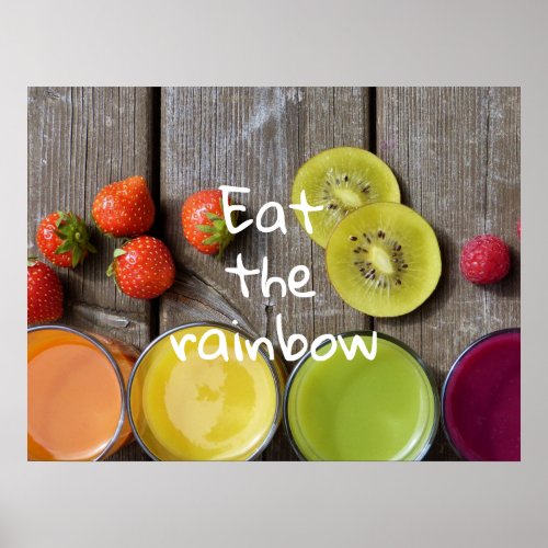 Colorful Fruit Juices  Eat the rainbow Poster