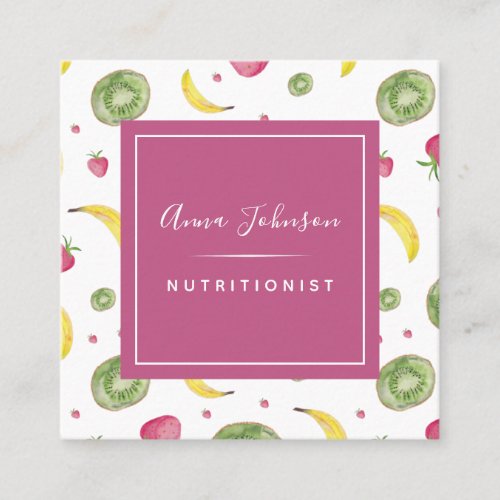 Colorful Fruit Nutritionist Social Media  QR Code Square Business Card