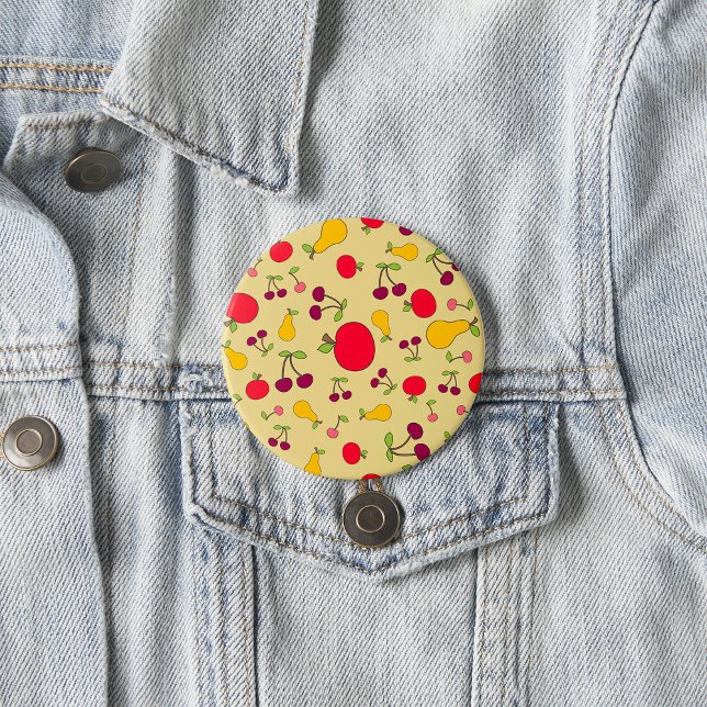 Colorful Fruit Pattern Apples Cherries and Pears  Button (Creator Uploaded)